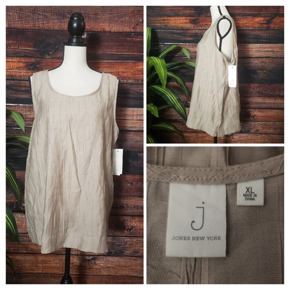 NWT Vintage Jones New York Top XL Rayon Crepe Tan